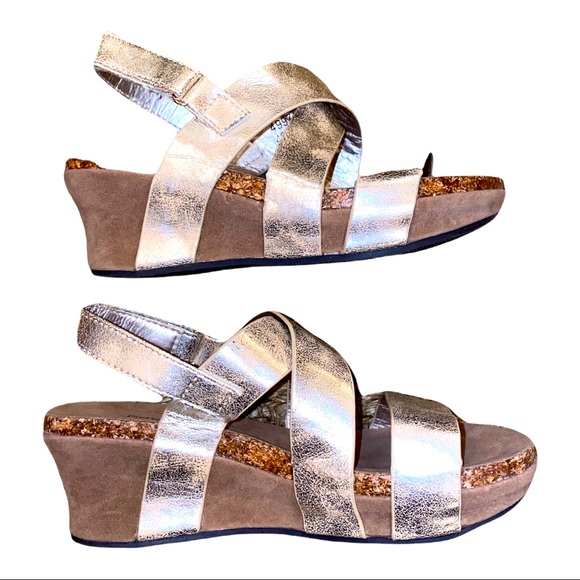 Pierre Dumas Other - Pierre Dumas Kids Strappy Wedge Gold Sandal